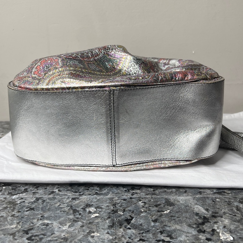 Furla Vintage Silver Leather Cinch Semi Structured Bucket Bag Made in Italy - Picture 4 of 16